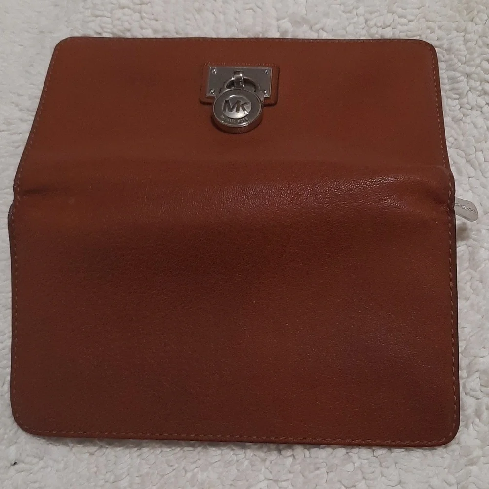 Michael Kors Brown Leather Wallet with Silver Accent